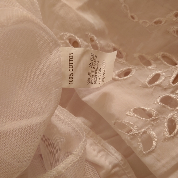 NWT White Cotton LAVANDE-11 Eyelet Lace Adjustable Maxi Sun Dress S / M, 4 / 6 - Picture 5 of 14